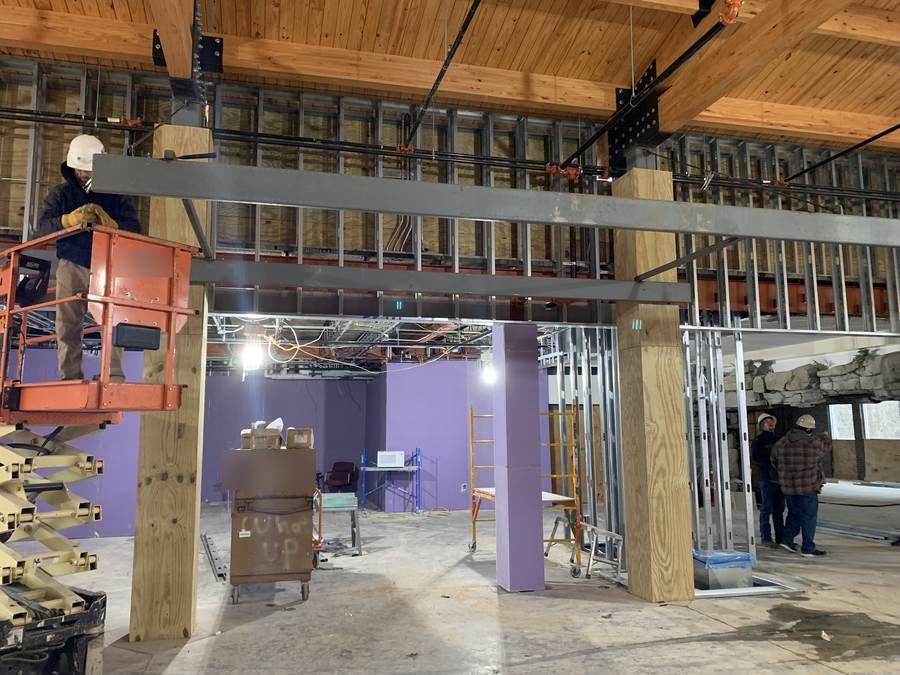 Sample photo: commercial steel stud framing at scale.