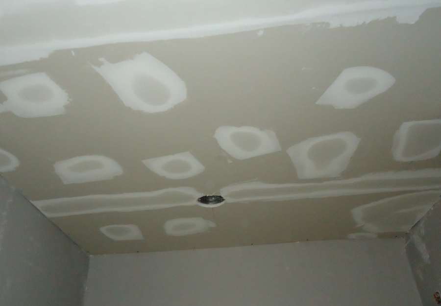 Sample photo: first coat over screws and seams.